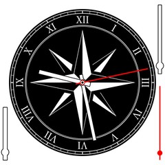 Vintage watch dial with rose of winds and arrows. Vector illustration