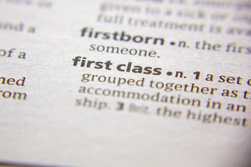 Word or phrase First Class in a dictionary.
