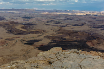Makhtesh Ramon Crater in Israel's Negev Desert view from the Mizpe Ramon 