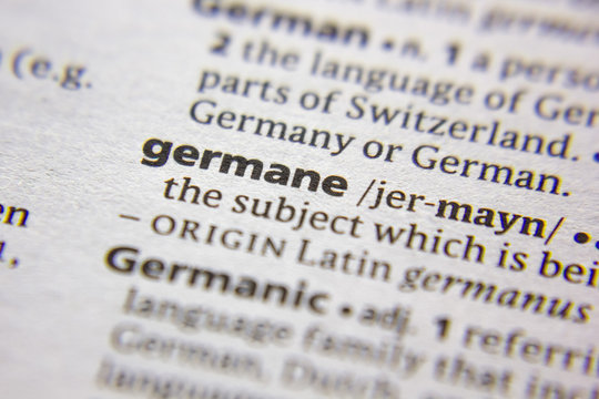 Word or phrase Germane in a dictionary.