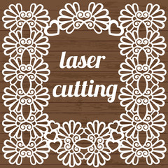 Decorative frame with flowers for laser cutting.