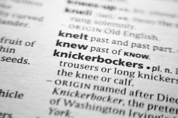 Fototapeta premium Word or phrase Knickerbockers in a dictionary.