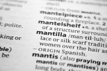 Word or phrase Mantilla in a dictionary.