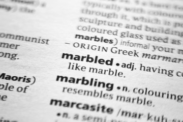 Word or phrase Marbled in a dictionary.