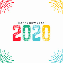 Obraz premium happy new year 2020 flat