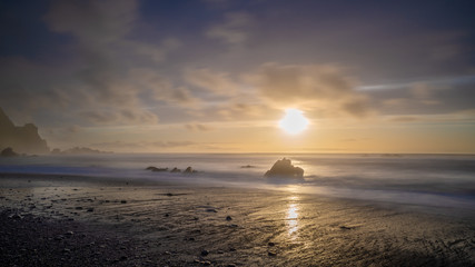 Fototapeta na wymiar Gorgeous Sunset With Coastal Sand Sea Beach