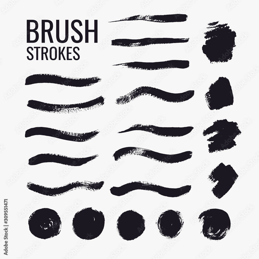 Poster abstract background. set of vector ink strokes with a dry brush.