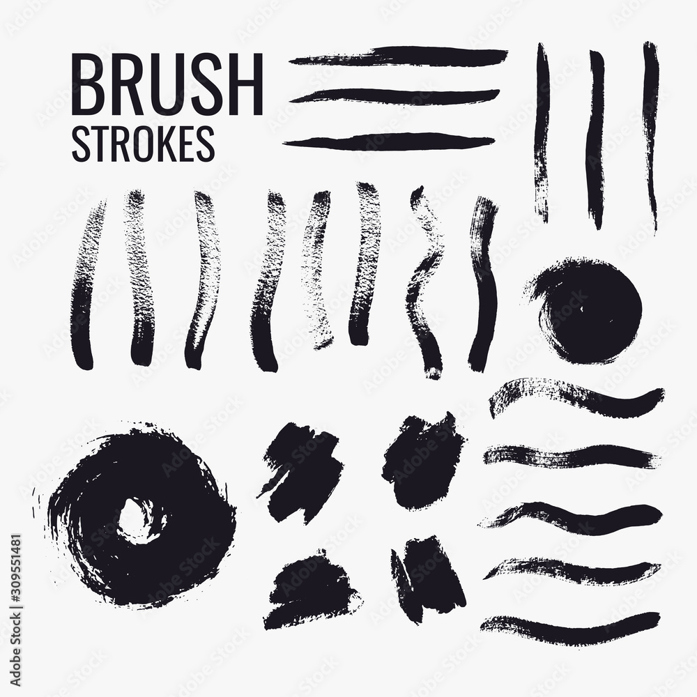 Poster abstract background. set of vector ink strokes with a dry brush.