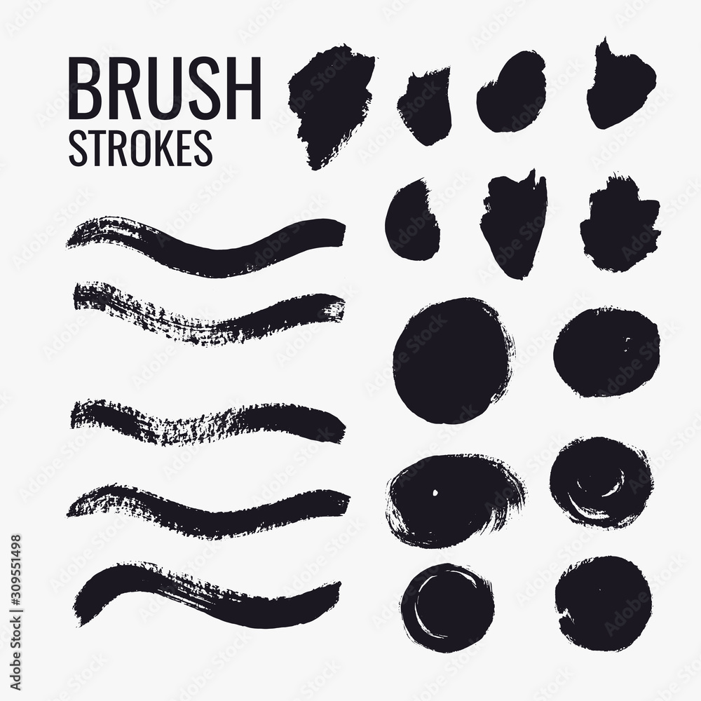 Poster abstract background. set of vector ink strokes with a dry brush.