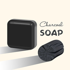 Bamboo activated charcoal powder product flat design
