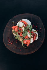 bruschetta with cheese and tomatoes