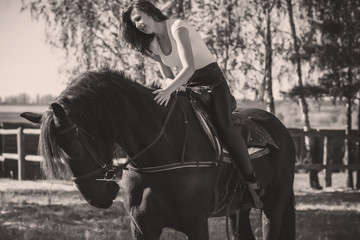 Horses concept, hobby with animals, hippotherapy