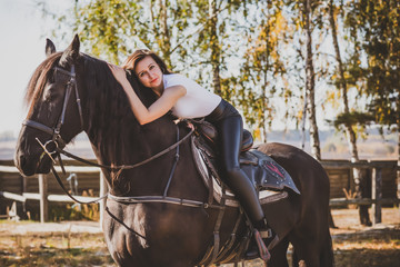 Horses concept, hobby with animals, hippotherapy