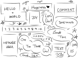 手描きの吹き出しフレーム　白黒