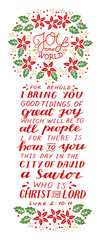 Holiday card, made hand lettering Joy to the World with Bible verse.