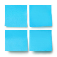 Blue blank square stickers, isolated on white background