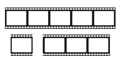 Film strip isolated vector icon. Retro picture with film strip icon. Film strip roll. Video tape photo film strip frame vector. EPS 10