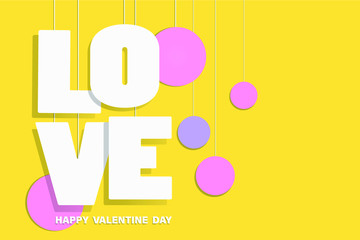 Love texture design on yellow background,Happy Valentine day concept