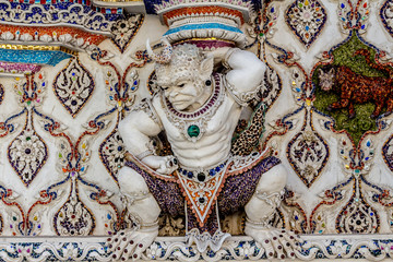 Murals on the wall temple in Bangkok Thailand / Thai painting on the wall.