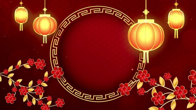 Abstract Chinese New Year also known as the Spring Festival and japanese style particles on red  background 