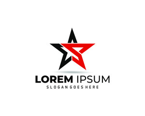 Obraz premium Vector graphic elegant sliced alphabet symbol with star element / Letter S