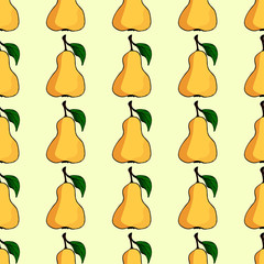 Cute seamless pattern. Yellow pear vector illustration beautiful background.