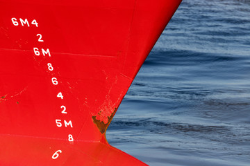 metric draft marks on a ship