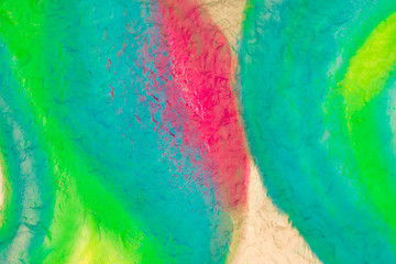 Beautiful bright colorful street art graffiti background. Abstract geometric spray drawing fashion colors on the walls of the city. Urban Culture detailed close up texture green, yellow ,blue picture