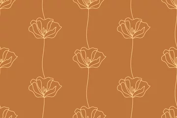 Wall murals Poppies Floral seamless pattern with poppies flowers