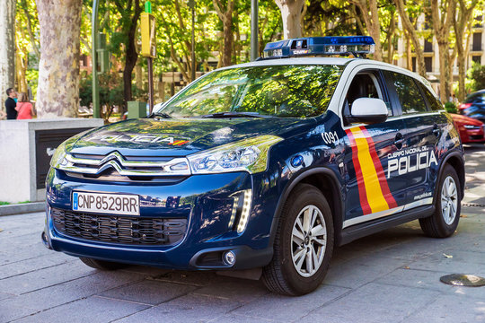 MADRID, SPAIN  SEPTEMBER-11: the police car Citroen on streets of Madrid on September 11, 2015