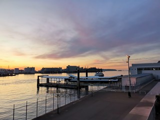 old wooden pier at sunset