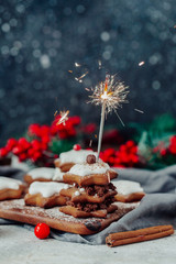 Homemade Christmas star shape gingerbread cookies