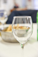 Water Glass on the Table in the Restaurant