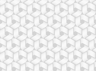 Vector seamless pattern of hexagonal intertwined bands. White background illustration.