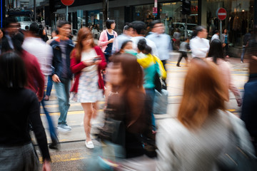 people walking, crossing street - motion blur