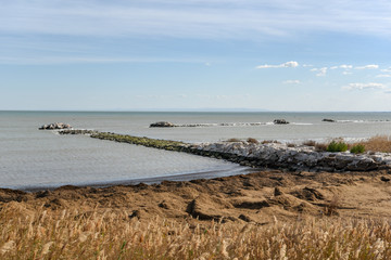 Manfredonia Coastline by Morning with Cloudy Sky and Seascape Panorama View