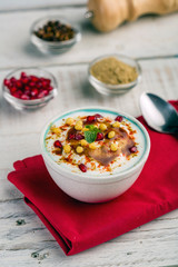 dahi bhalla or Dahi Vada - famous indian street food or starter