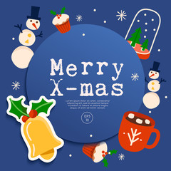 Christmas elements with text and layout template for cards and banner design : Vector Illustration