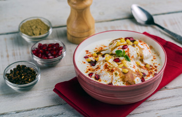 dahi bhalla or Dahi Vada - famous indian street food or starter
