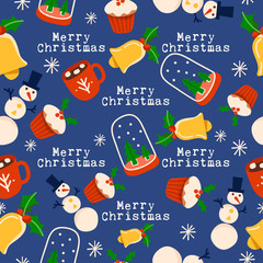 Christmas elements seamless pattern : Vector Illustration