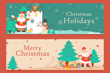 Santa Claus in Merry Christmas holiday greeting card background in vector