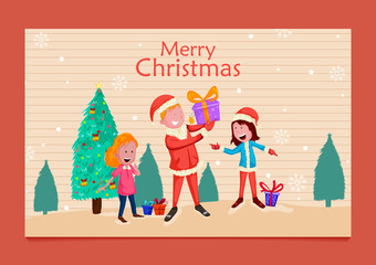 Santa Claus in Merry Christmas holiday greeting card background in vector