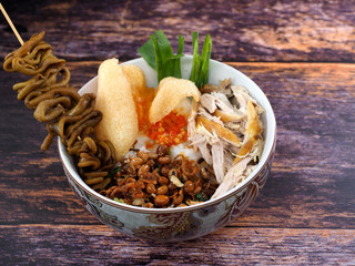 Bubur ayam, Indonesian rice porridge with shredded chicken