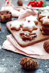 Homemade Christmas star shape gingerbread cookies