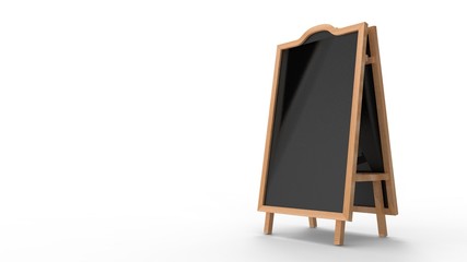 3d rendering of a standing chalkboard isolated in a white studio background