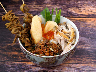 Bubur ayam, Indonesian rice porridge with shredded chicken