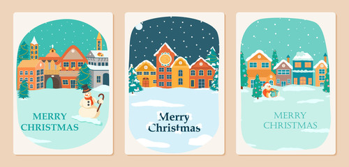 Snowman for Merry Christmas holiday greeting card background in vector