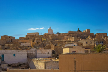 Panoramic view of berber village Tamezret in Tunisia. North Africa