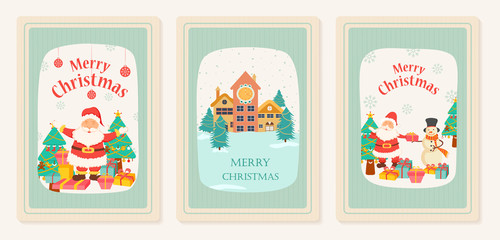 Santa Claus in Merry Christmas holiday greeting card background in vector