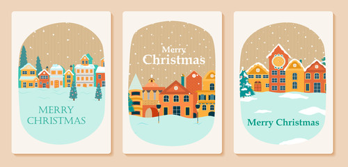 Decorated house on Happy Winter celebration greeting background for Merry Christmas in vector